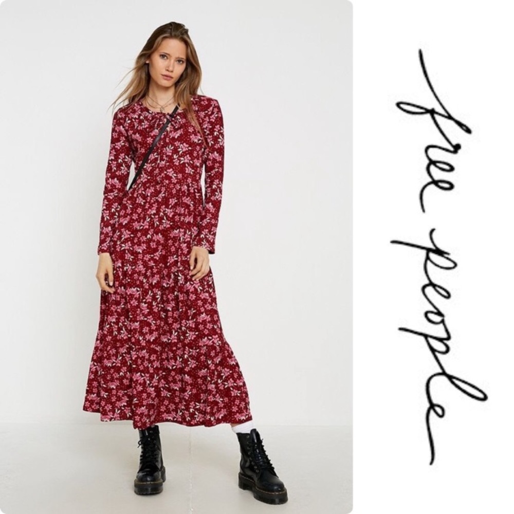 New Free People Tiers of Joy Floral Maxi Dress